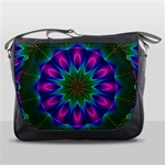 Star Of Leaves, Abstract Magenta Green Forest Messenger Bag Star Of Leaves, Abstract Magenta Green Forest Messenger Bag