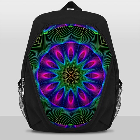 Star Of Leaves, Abstract Magenta Green Forest Backpack Bag from ArtsNow.com Front