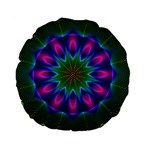 Star Of Leaves, Abstract Magenta Green Forest 15 Premium Round Cushion Star Of Leaves, Abstract Magenta Green Forest 15 Premium Round Cushion