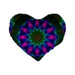 Star Of Leaves, Abstract Magenta Green Forest 16  Premium Heart Shape Cushion 