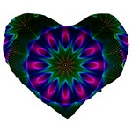 Star Of Leaves, Abstract Magenta Green Forest 19  Premium Heart Shape Cushion