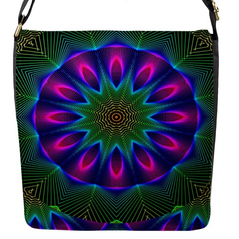 Star Of Leaves, Abstract Magenta Green Forest Flap Closure Messenger Bag (Small) from ArtsNow.com Front