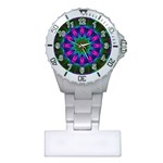 Star Of Leaves, Abstract Magenta Green Forest Nurses Watch Star Of Leaves, Abstract Magenta Green Forest Nurses Watch