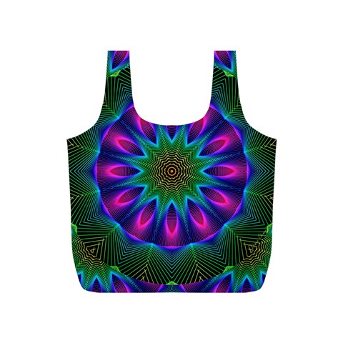 Star Of Leaves, Abstract Magenta Green Forest Reusable Bag (S) from ArtsNow.com Front