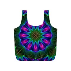 Star Of Leaves, Abstract Magenta Green Forest Reusable Bag (S) from ArtsNow.com Front