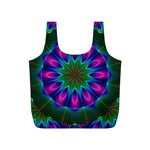 Star Of Leaves, Abstract Magenta Green Forest Reusable Bag (S)