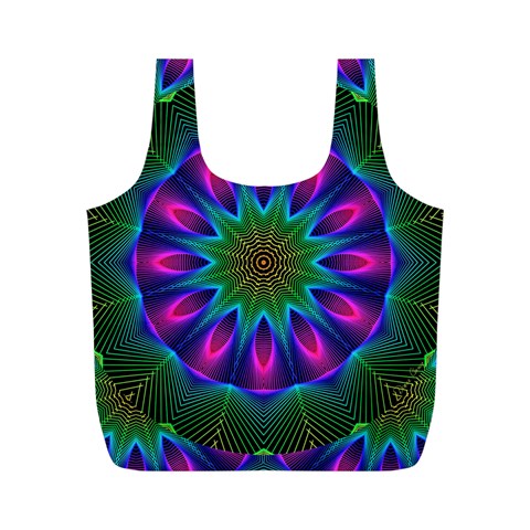 Star Of Leaves, Abstract Magenta Green Forest Reusable Bag (M) from ArtsNow.com Front