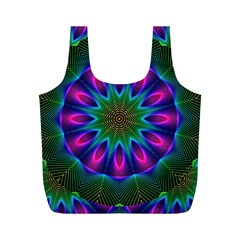 Star Of Leaves, Abstract Magenta Green Forest Reusable Bag (M) from ArtsNow.com Front