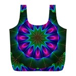 Star Of Leaves, Abstract Magenta Green Forest Reusable Bag (L) Star Of Leaves, Abstract Magenta Green Forest Reusable Bag (L)