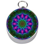 Star Of Leaves, Abstract Magenta Green Forest Silver Compass