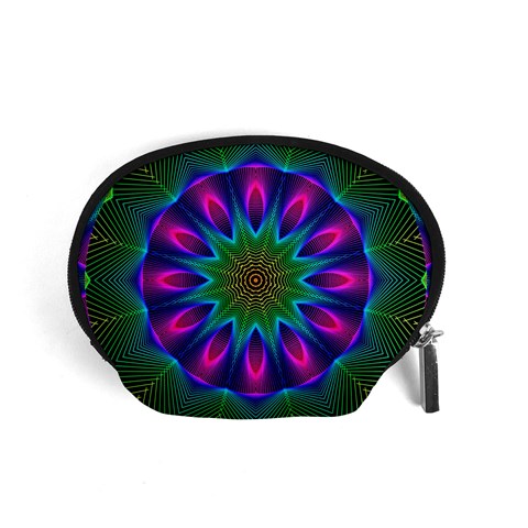 Star Of Leaves, Abstract Magenta Green Forest Accessories Pouch (Small) from ArtsNow.com Front