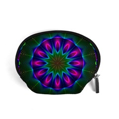 Star Of Leaves, Abstract Magenta Green Forest Accessories Pouch (Small) from ArtsNow.com Front