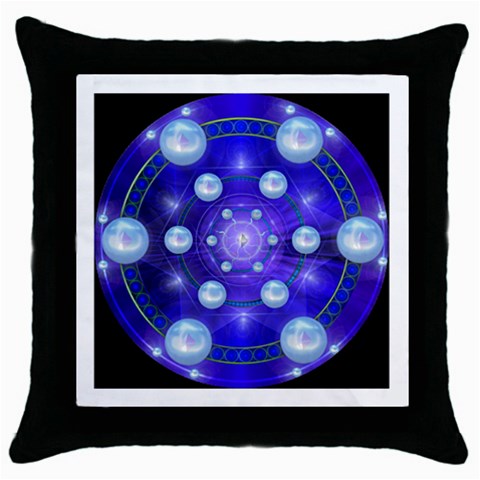 Blueprint Throw Pillow Case (Black) from ArtsNow.com Front