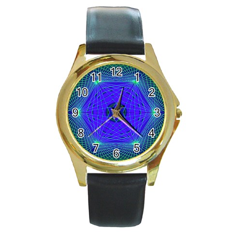 Connection Round Gold Metal Watch from ArtsNow.com Front