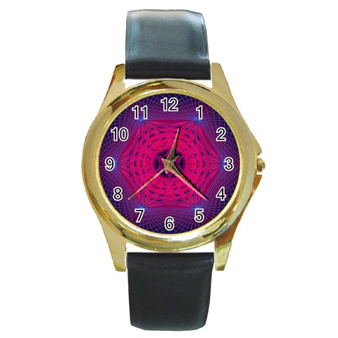 Connection Round Gold Metal Watch from ArtsNow.com Front