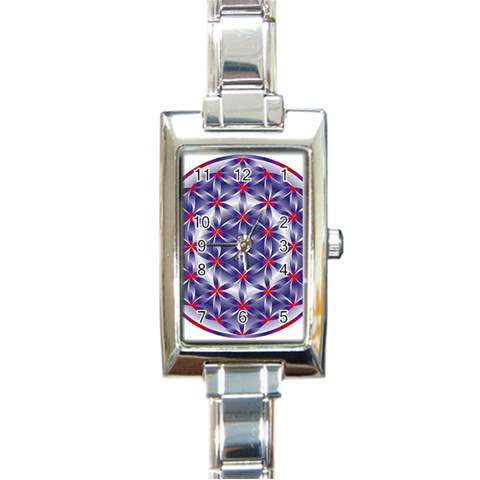 Life Flower Rectangular Italian Charm Watch from ArtsNow.com Front