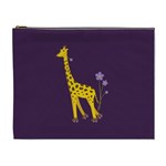 Purple Roller Skating Cute Cartoon Giraffe Cosmetic Bag (XL)