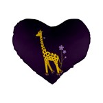 Purple Roller Skating Cute Cartoon Giraffe 16  Premium Heart Shape Cushion 