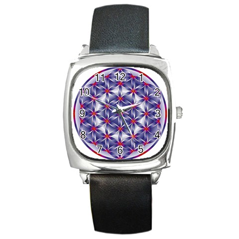 Life Flower Square Metal Watch from ArtsNow.com Front