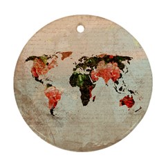 Vintageworldmap1200 Round Ornament (Two Sides) from ArtsNow.com Front