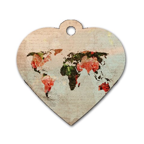 Vintageworldmap1200 Dog Tag Heart (One Sided)  from ArtsNow.com Front