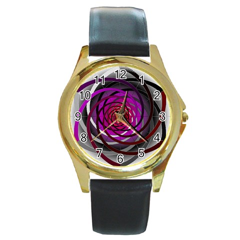 Golden Ratio Round Gold Metal Watch from ArtsNow.com Front