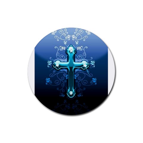 Glossy Blue Cross Live Wp 1 2 S 307x512 Drink Coasters 4 Pack (Round) from ArtsNow.com Front