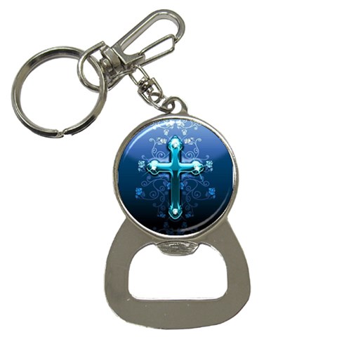 Glossy Blue Cross Live Wp 1 2 S 307x512 Bottle Opener Key Chain from ArtsNow.com Front