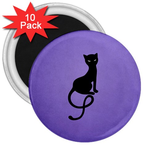 Purple Gracious Evil Black Cat 3  Button Magnet (10 pack) from ArtsNow.com Front