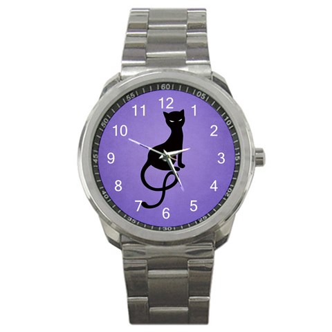 Purple Gracious Evil Black Cat Sport Metal Watch from ArtsNow.com Front