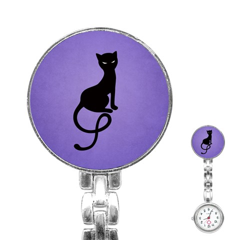 Purple Gracious Evil Black Cat Stainless Steel Nurses Watch from ArtsNow.com Front
