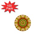 Red Green Apples Mandala 1  Mini Button (100 pack)