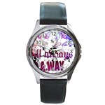 What s meant to be will always find a way Round Leather Watch (Silver Rim)