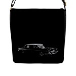 Classic Black Flap Closure Messenger Bag (Large)