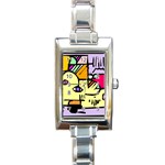 Fighting The Fog Rectangular Italian Charm Watch