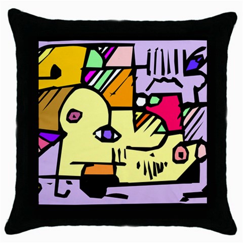 Fighting The Fog Black Throw Pillow Case from ArtsNow.com Front