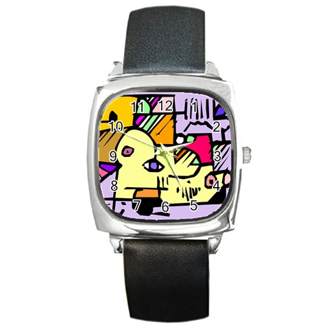 Fighting The Fog Square Leather Watch from ArtsNow.com Front