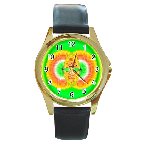 Interconnection Round Gold Metal Watch from ArtsNow.com Front