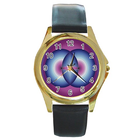 Interconnection Round Gold Metal Watch from ArtsNow.com Front