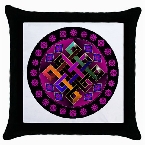Endless Knot Throw Pillow Case (Black) from ArtsNow.com Front