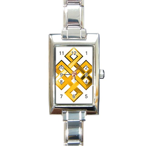 Endless Knot gold Rectangular Italian Charm Watch from ArtsNow.com Front