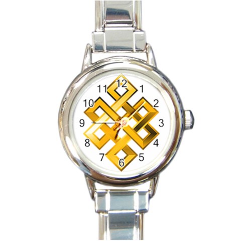 Endless Knot gold Round Italian Charm Watch from ArtsNow.com Front