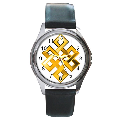 Endless Knot gold Round Metal Watch from ArtsNow.com Front
