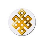 Endless Knot gold Rubber Coaster (Round)