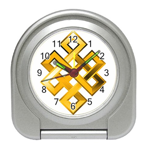 Endless Knot gold Travel Alarm Clock from ArtsNow.com Front