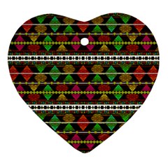 Aztec Style Pattern Heart Ornament (Two Sides) from ArtsNow.com Front