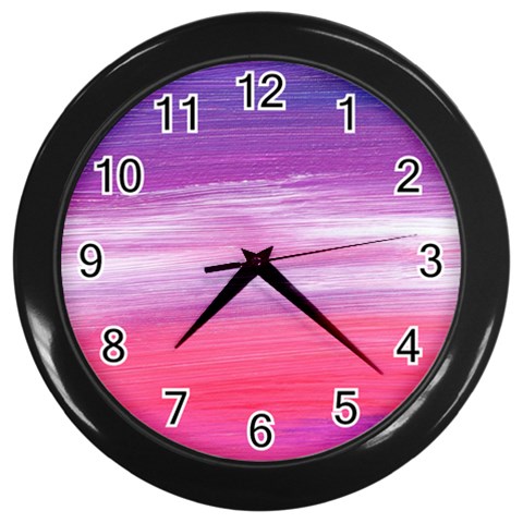 Abstract In Pink & Purple Wall Clock (Black) from ArtsNow.com Front