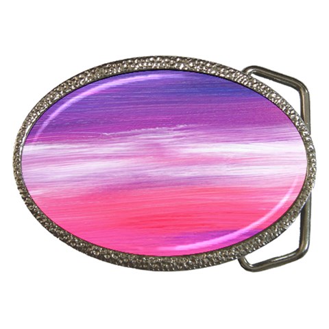 Abstract In Pink & Purple Belt Buckle (Oval) from ArtsNow.com Front