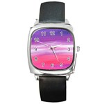 Abstract In Pink & Purple Square Leather Watch