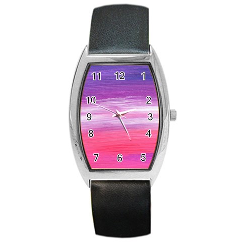 Abstract In Pink & Purple Tonneau Leather Watch from ArtsNow.com Front